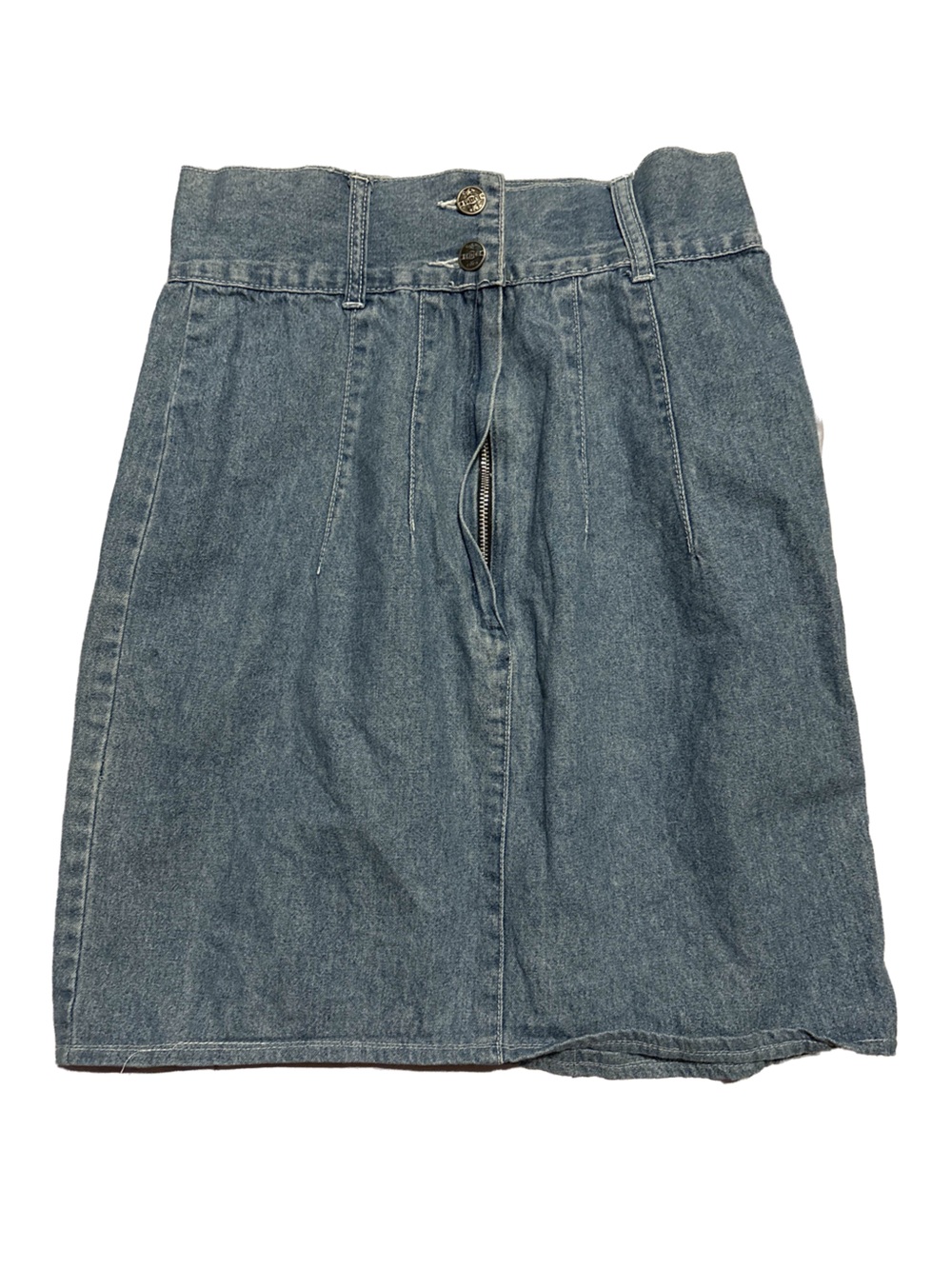 High-Rise Relaxed Denim Skirt in Washed Blue